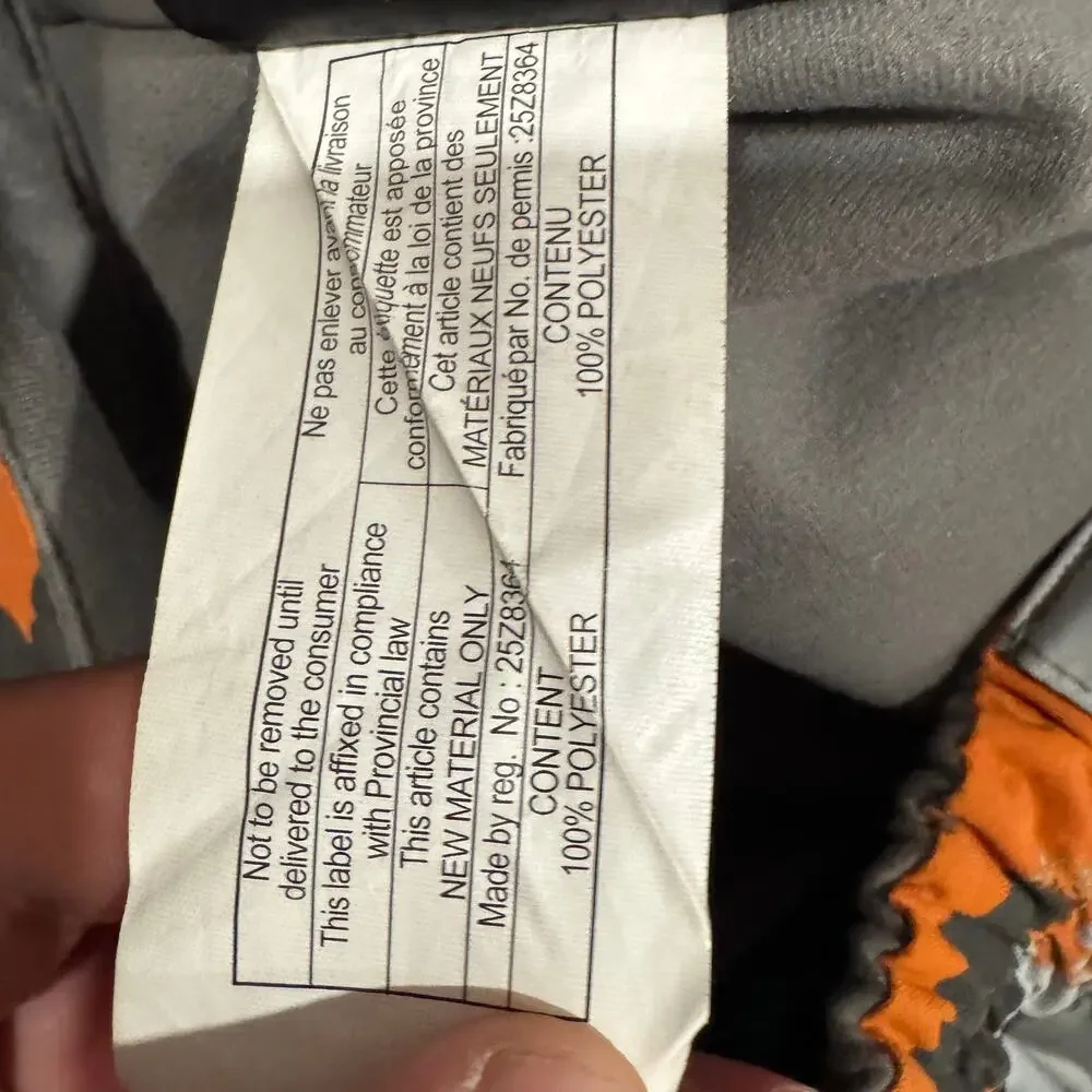 Burton Boys XL Insulated Snowboard Pants Orange Gray Camo Skull Lightning EUC